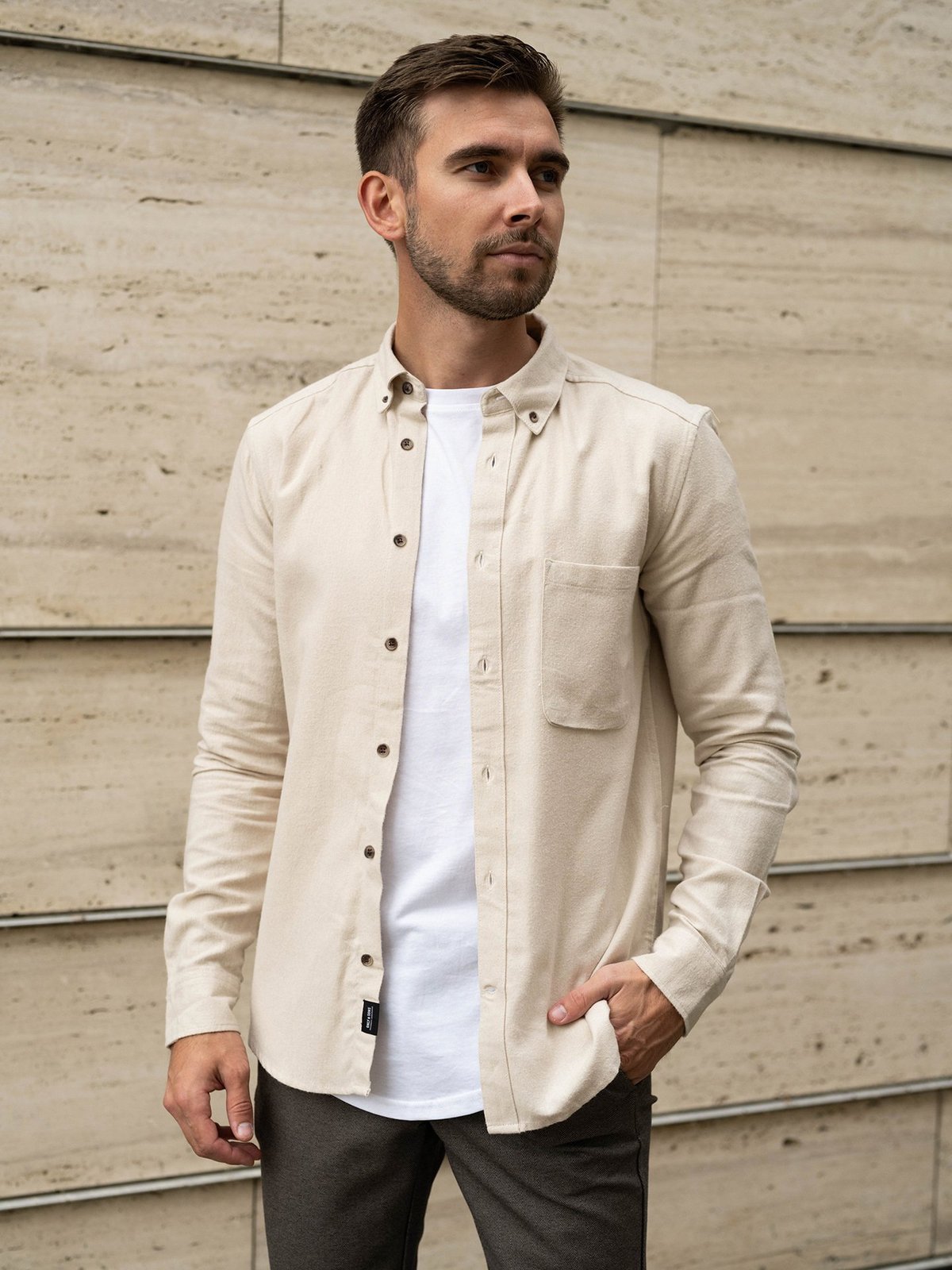 Only & Sons Gudmund Slim Solid Shirt Silver Lining