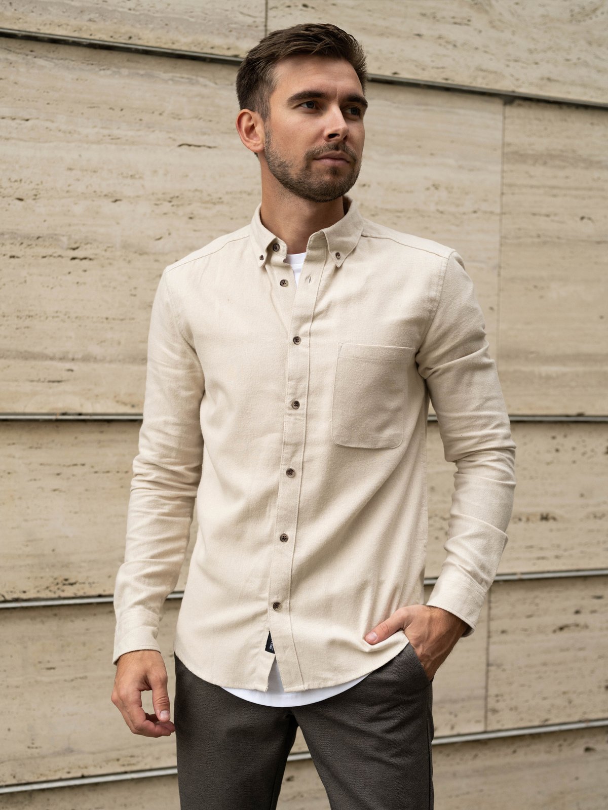 Only & Sons Gudmund Slim Solid Shirt Silver Lining