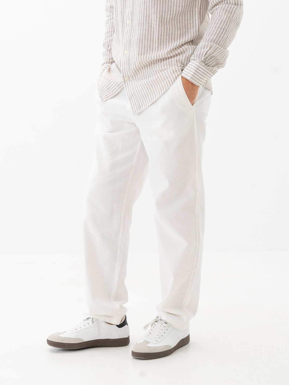 Only & Sons Sinus Loose Cotton Linen Pant Bright White