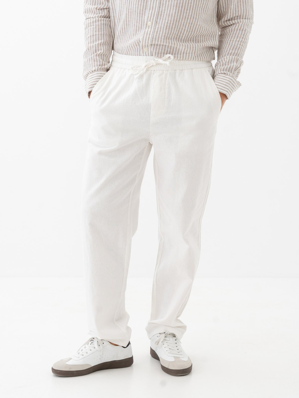 Only & Sons Sinus Loose Cotton Linen Pant Bright White