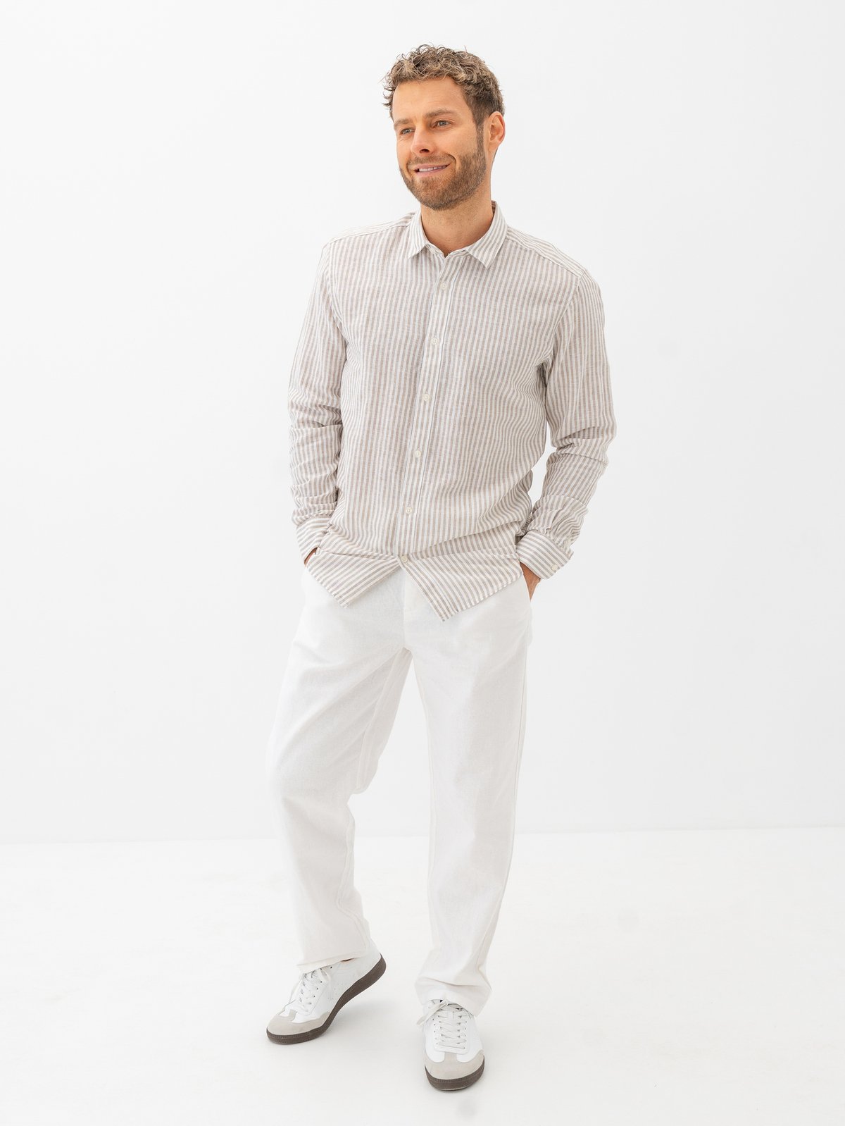 Only & Sons Sinus Loose Cotton Linen Pant Bright White