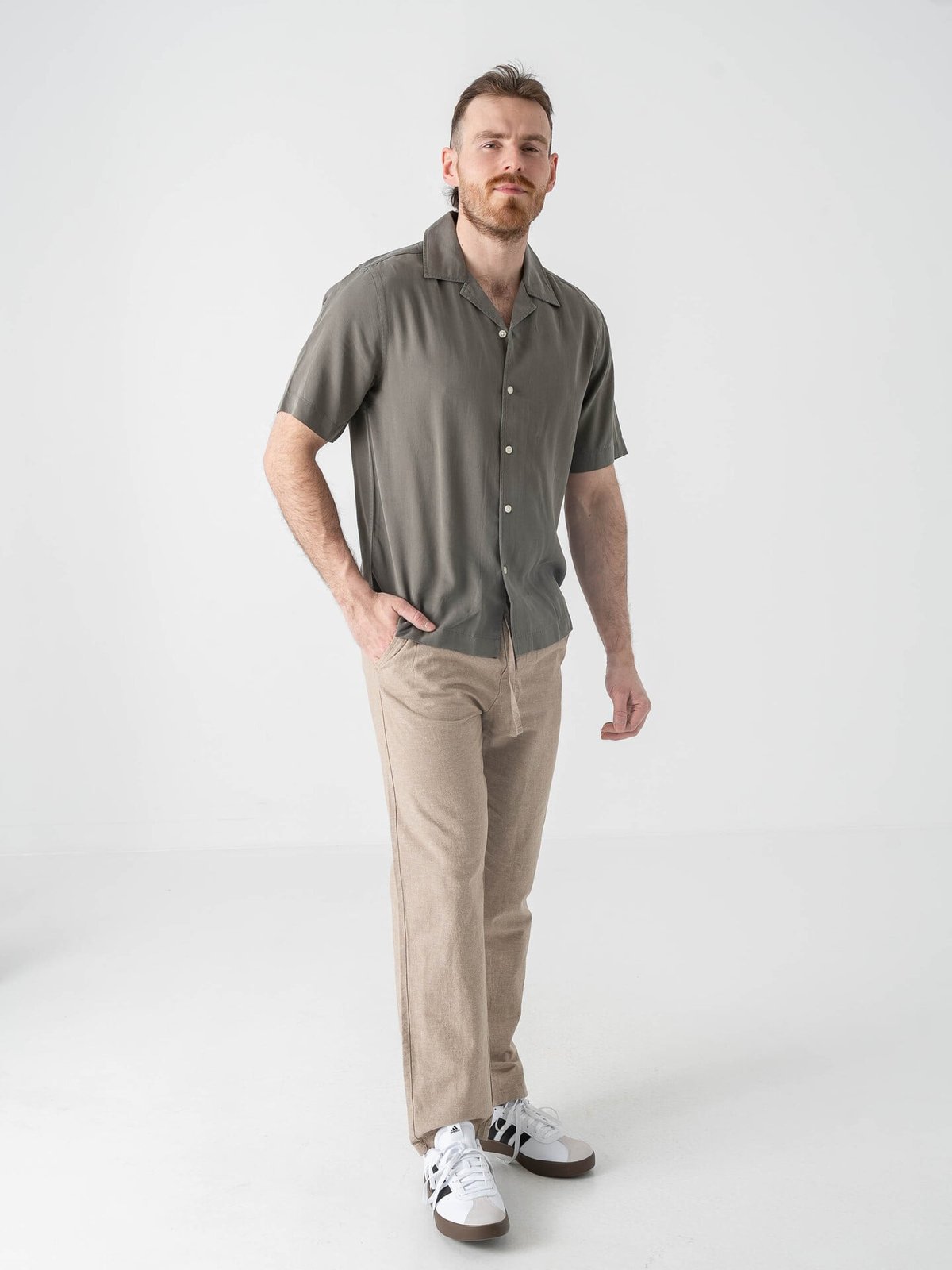 Only & Sons Sinus Loose Cotton Linen Pant Coriander Two Tone White