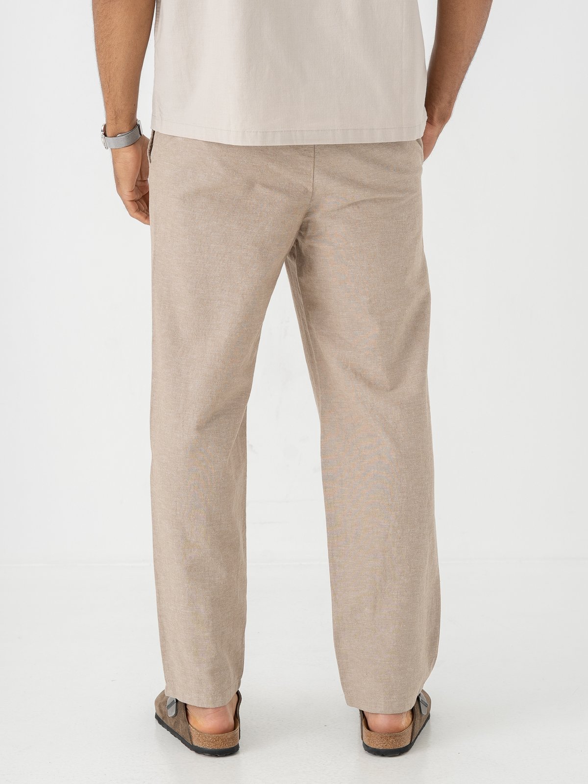 Only & Sons Sinus Loose Cotton Linen Pant Coriander Two Tone White