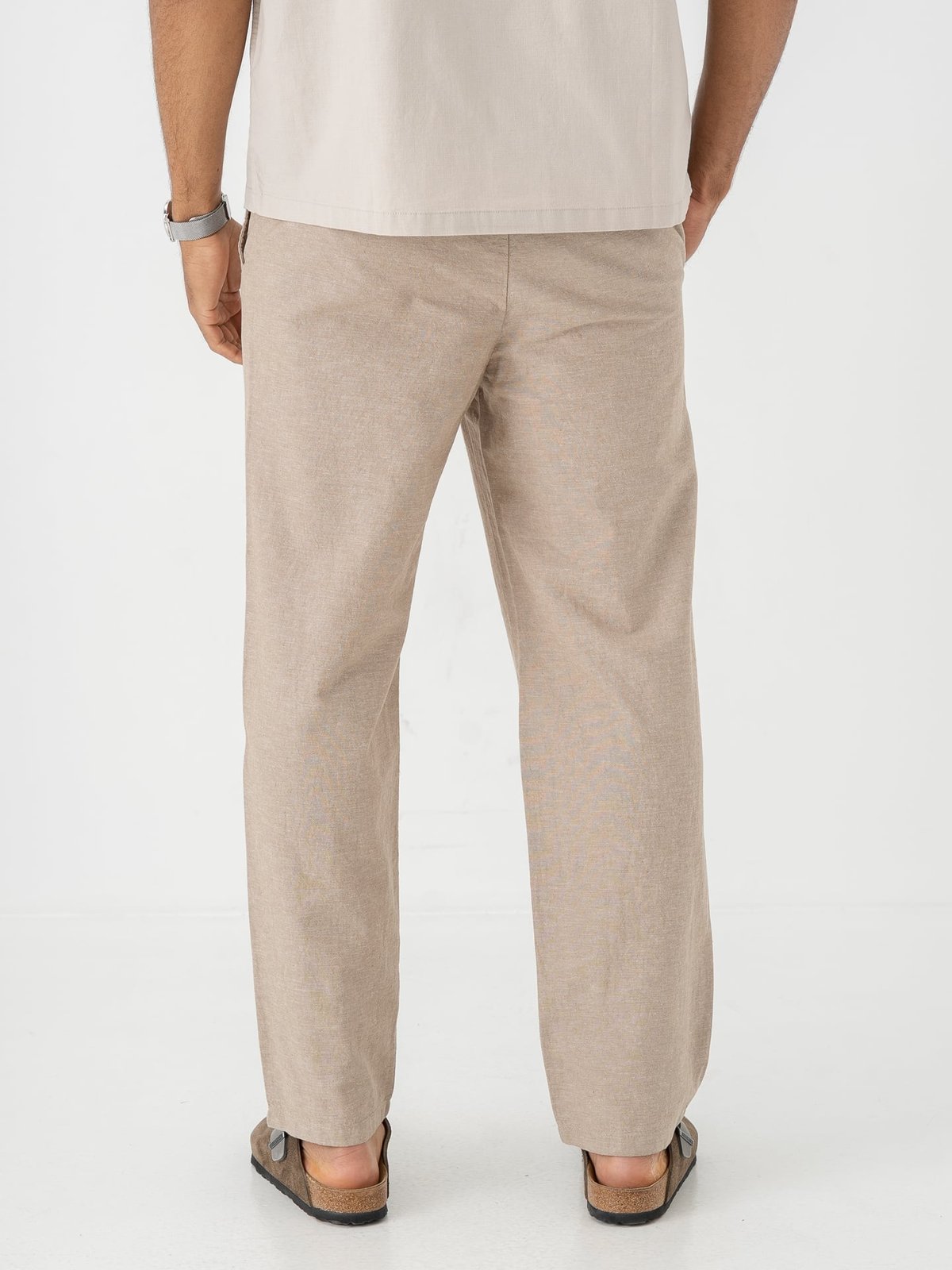 Only & Sons Sinus Loose Cotton Linen Pant Coriander Two Tone White