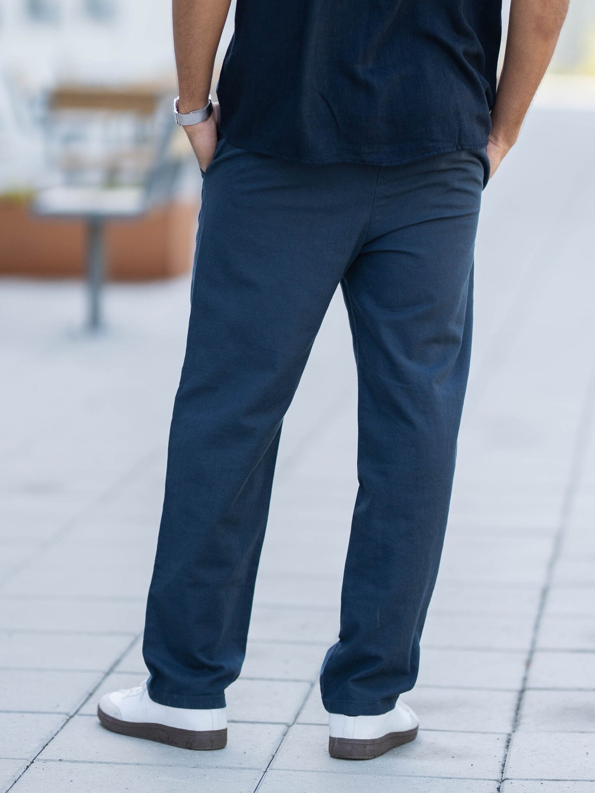 Only & Sons Sinus Loose Cotton Linen Pant Dark Navy
