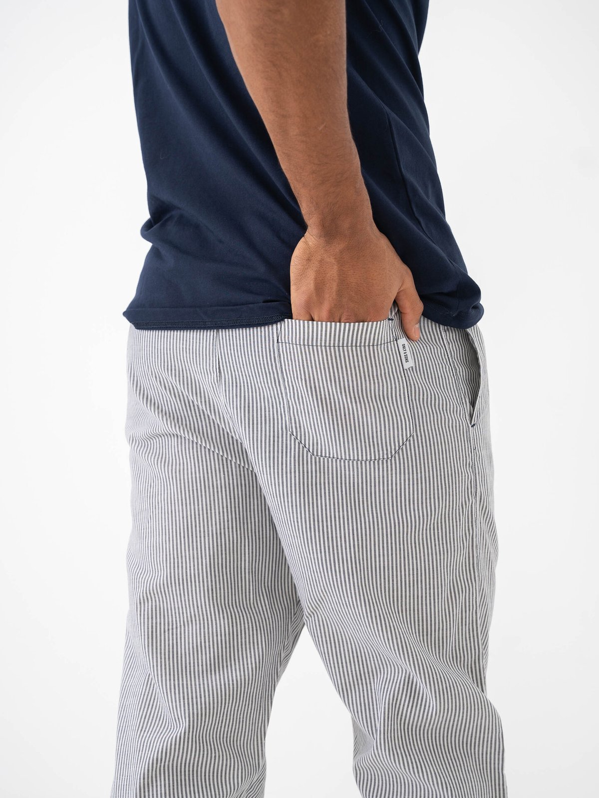 Only & Sons Billie Pant Lounge Giftbox Navy Blazer / Stripes / Bright White