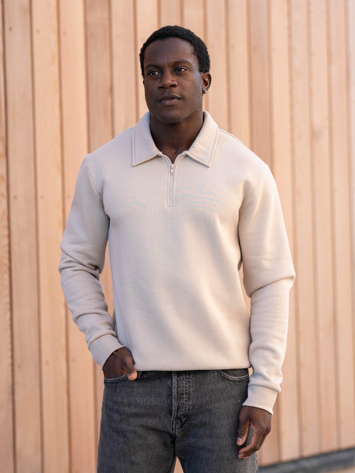 Only & Sons Ceres 1/4 Zip Sweat Polo Silver Lining