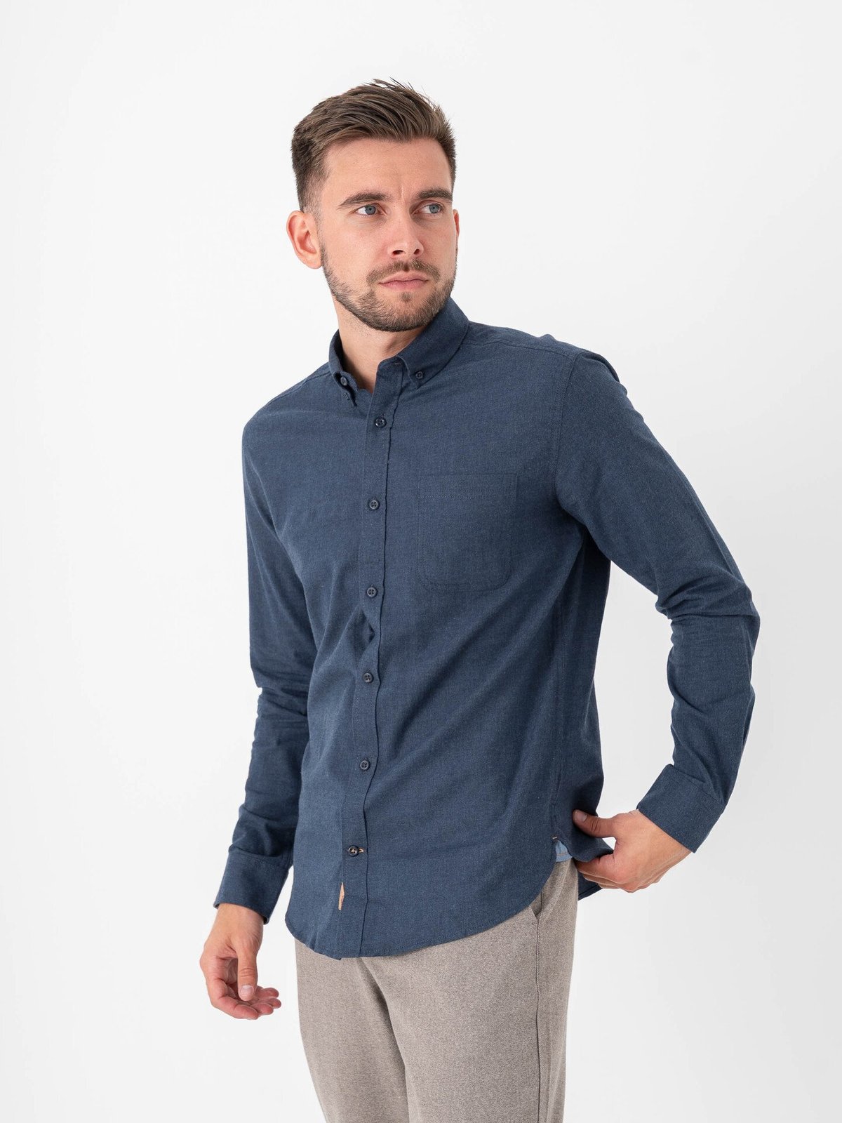 Only & Sons Road Life Reg Melange Long Sleeve Shirt Navy Blazer