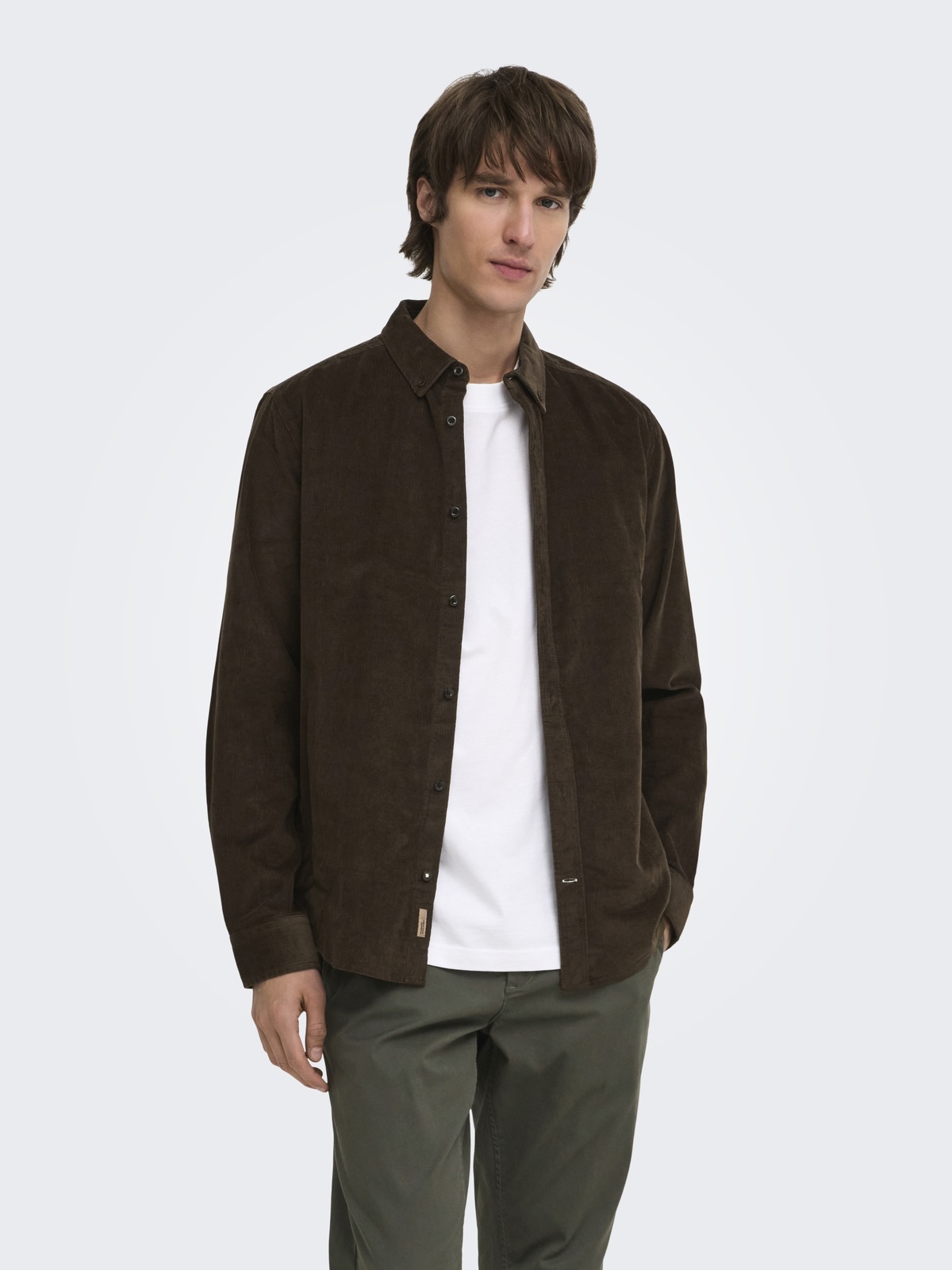 Only & Sons Michael Regular Cord Stretch Long Sleeve Demitasse