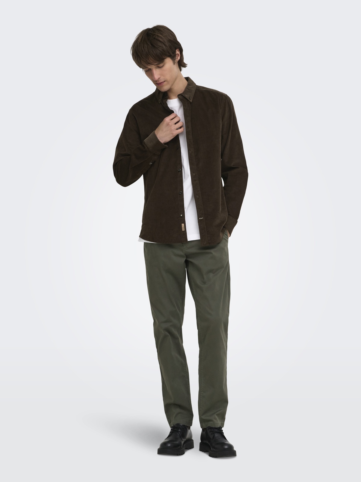 Only & Sons Michael Regular Cord Stretch Long Sleeve Demitasse