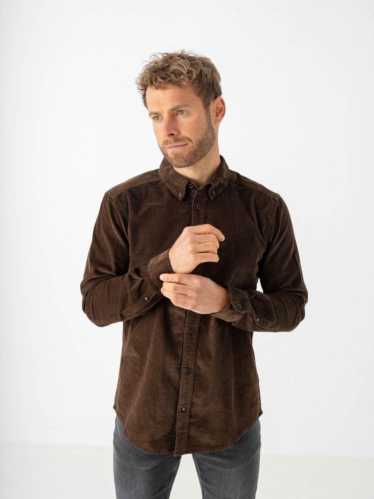 Only & Sons Michael Regular Cord Stretch Long Sleeve Demitasse