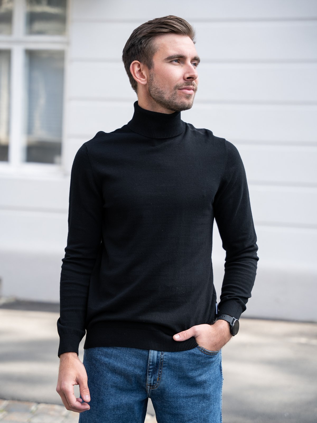 Only & Sons Loui Reg Mel Roll Knit Black