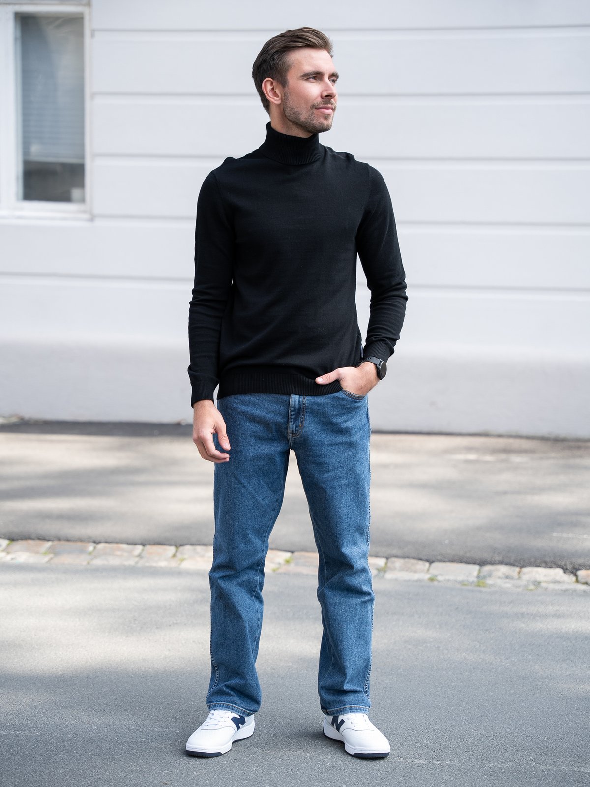 Only & Sons Loui Reg Mel Roll Knit Black