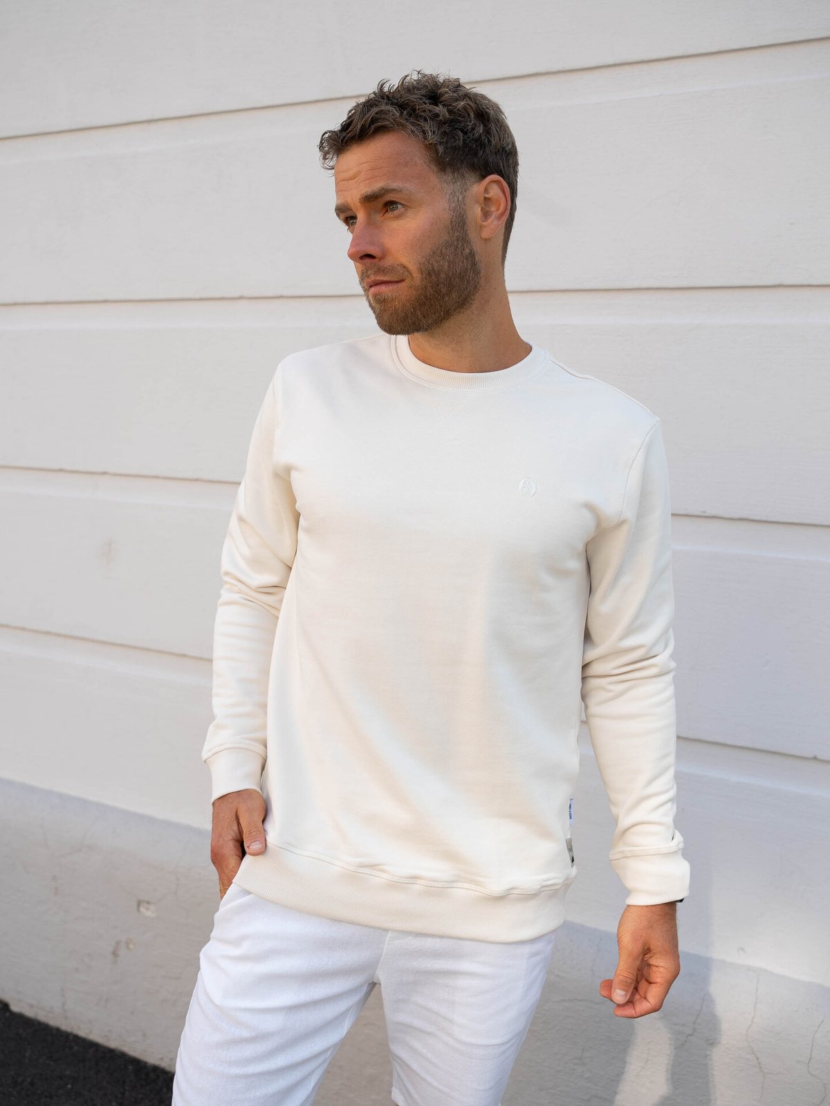 Only & Sons Dan Unbrushed Reg Crew Neck Sweat Antique White