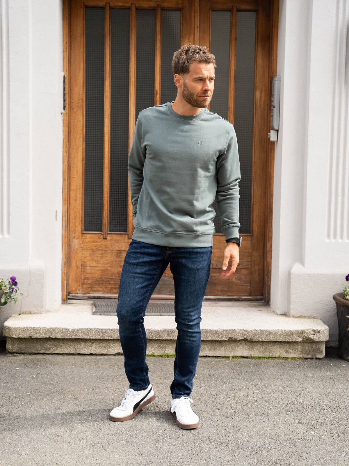Only & Sons Dan Unbrushed Reg Crew Neck Sweat Balsam Green