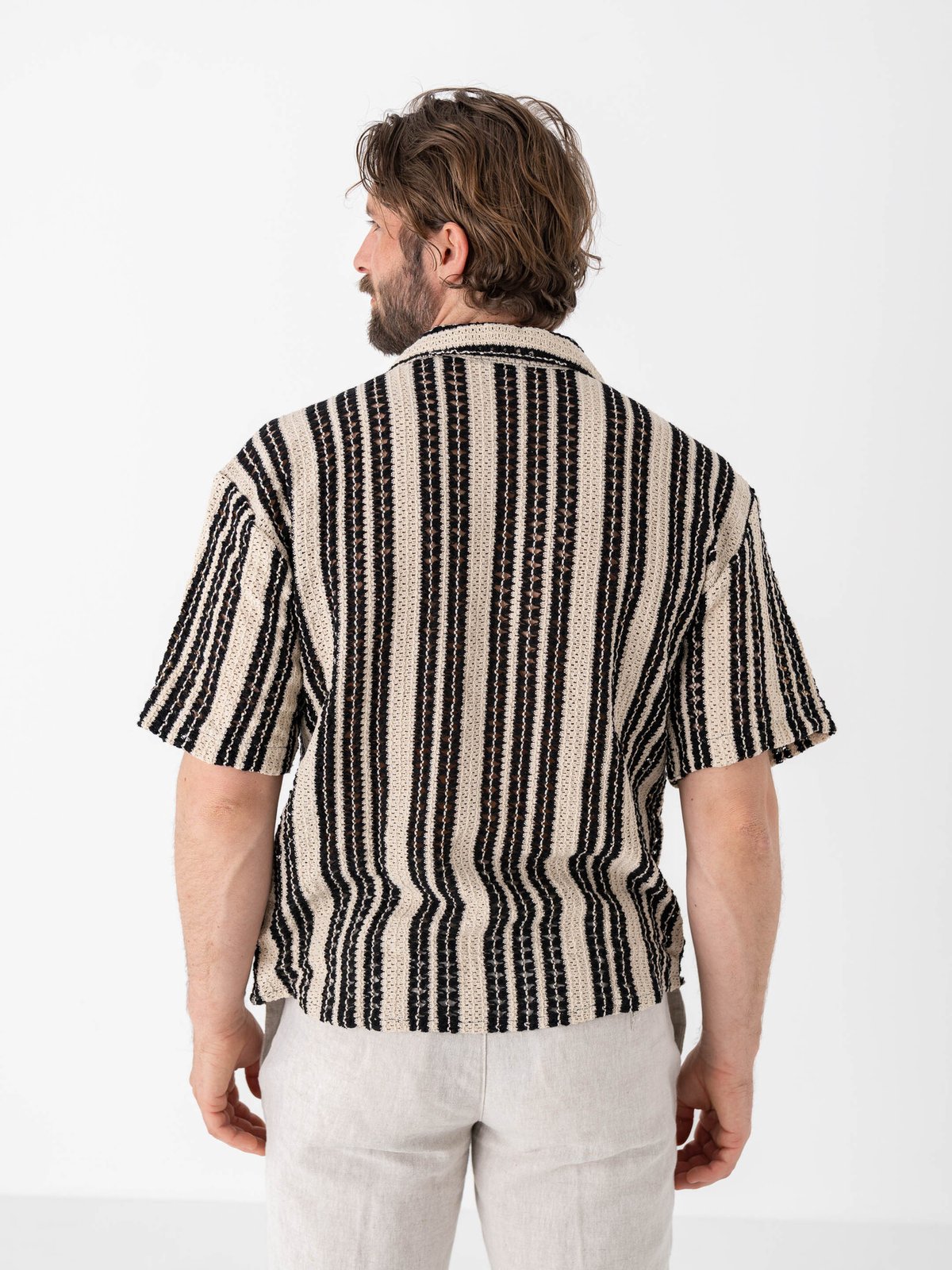 Only & Sons Dani Crochet Short Sleeve Shirt Cloud Dancer / Black