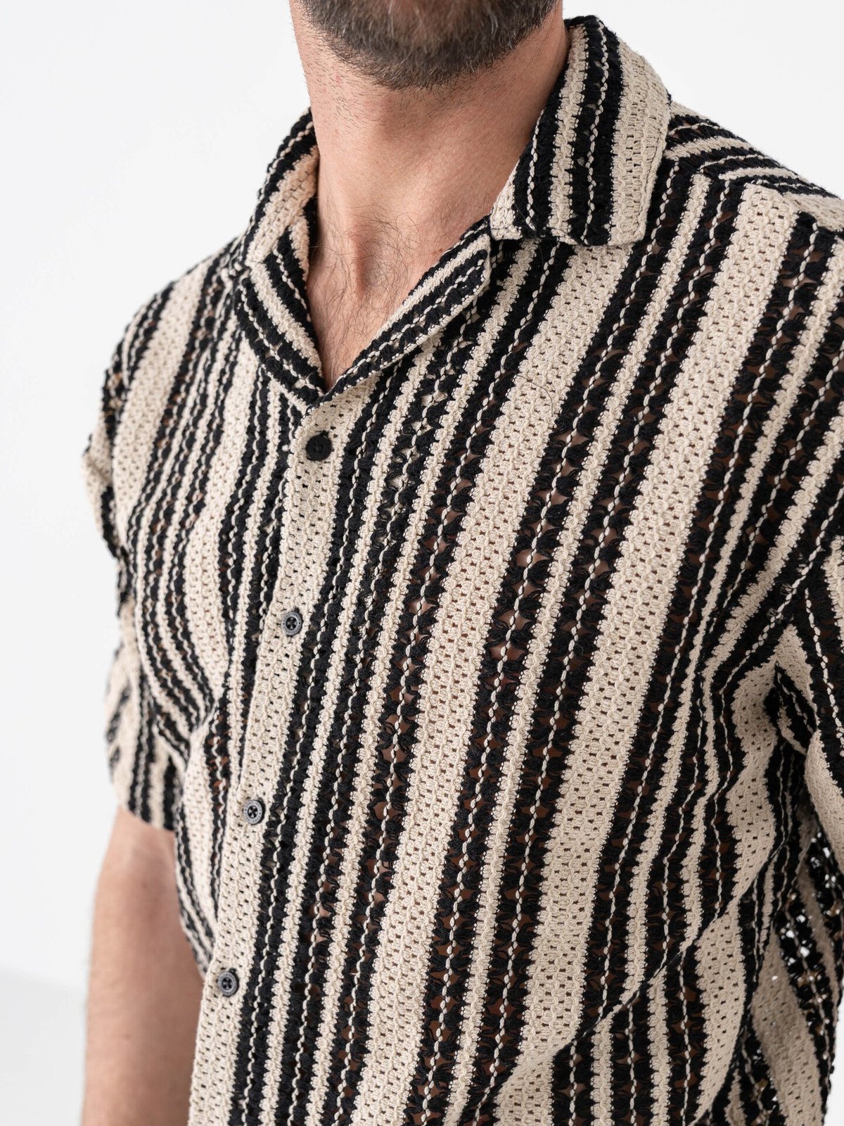 Only & Sons Dani Crochet Short Sleeve Shirt Cloud Dancer / Black