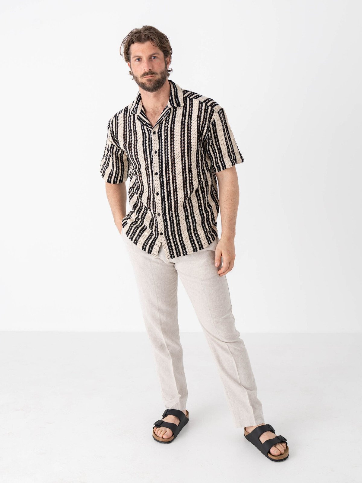 Only & Sons Dani Crochet Short Sleeve Shirt Cloud Dancer / Black