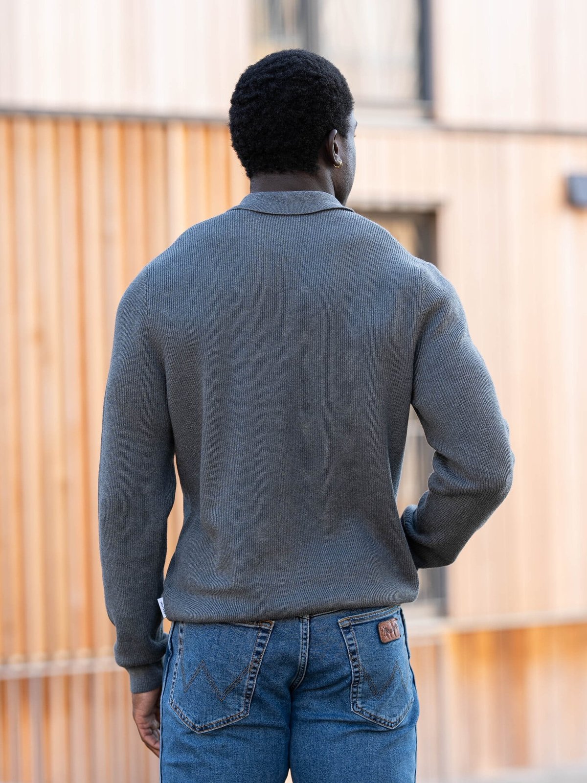 Only & Sons Phill Reg Rib Long Sleeve Polo Knit Medium Grey Melange