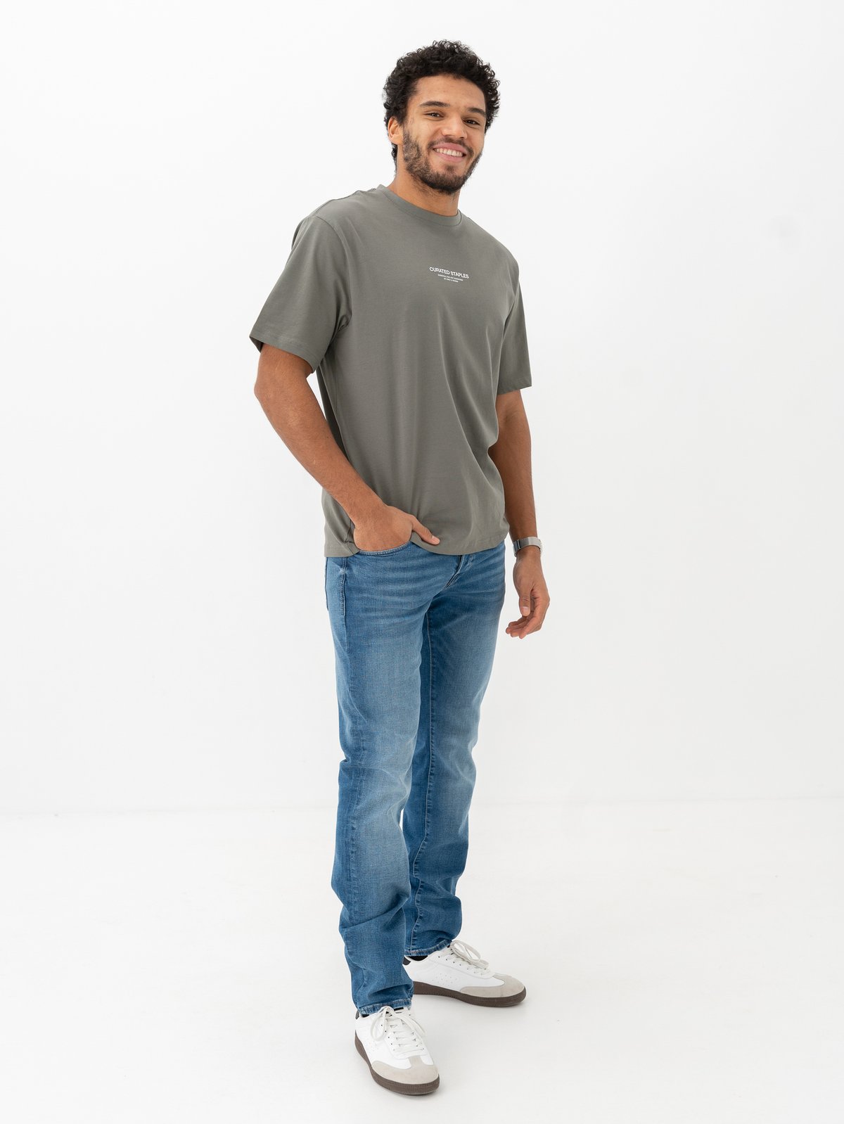 Only & Sons Curated Relaxed Print Short Sleeve Tee Castor Gray