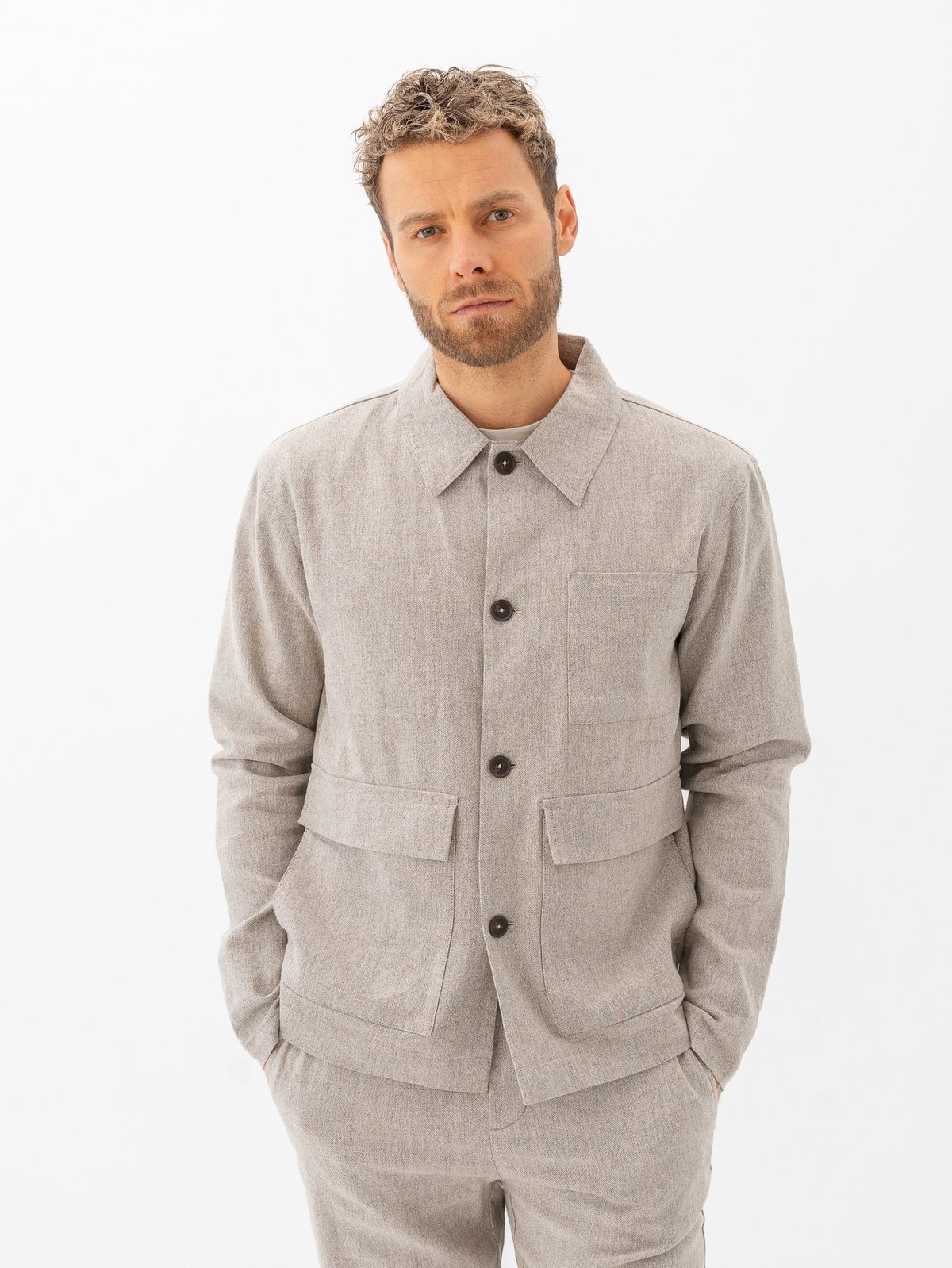 Only & Sons Kane Linen Mix Casual Jacket Raw Ecru