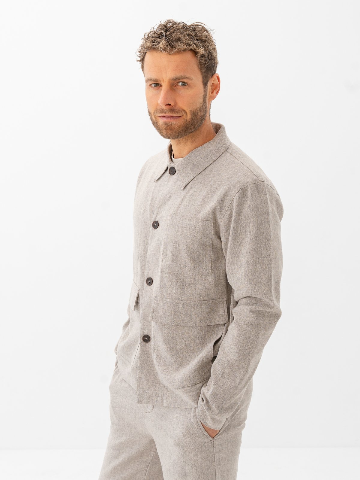 Only & Sons Kane Linen Mix Casual Jacket Raw Ecru