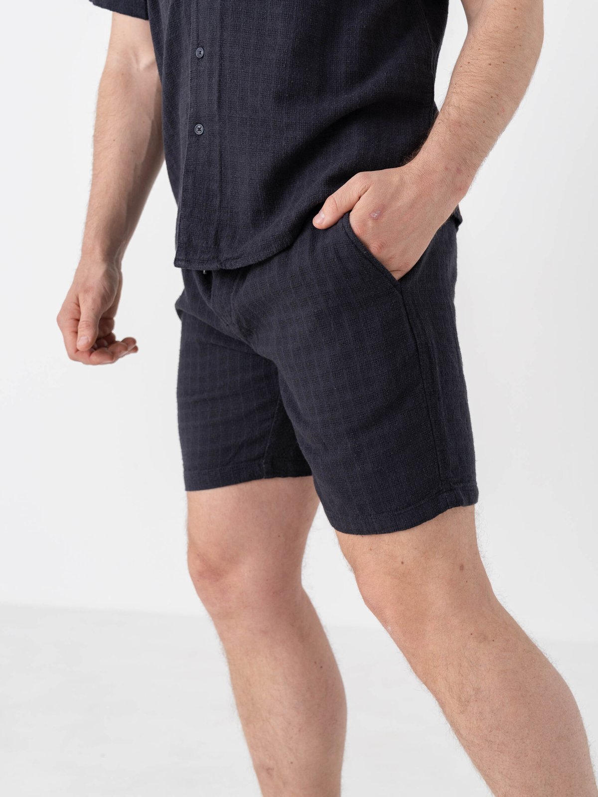 Only & Sons Tel Linen Latham Shorts Dark Navy