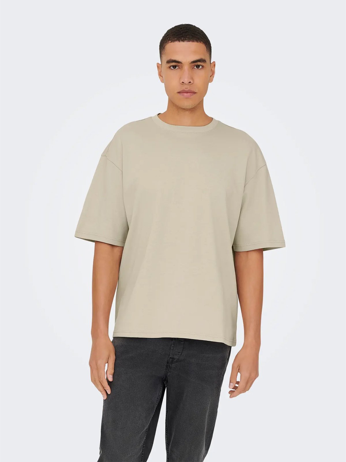 Only & Sons Caspian Airflex Boxy Short Sleeve Tee Silver Lining