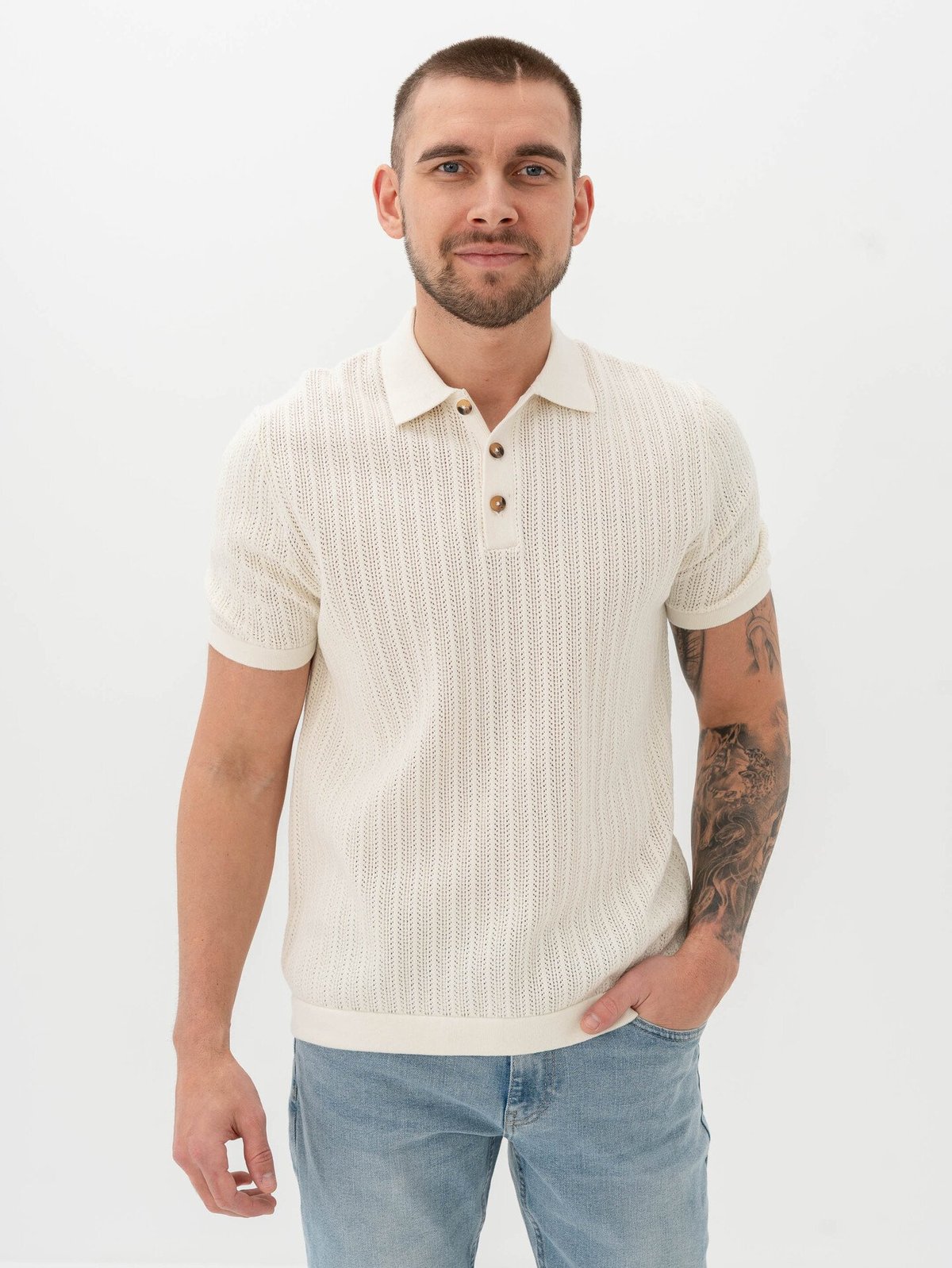 Only & Sons Moon Reg Short Sleeve Polo Knit Egret