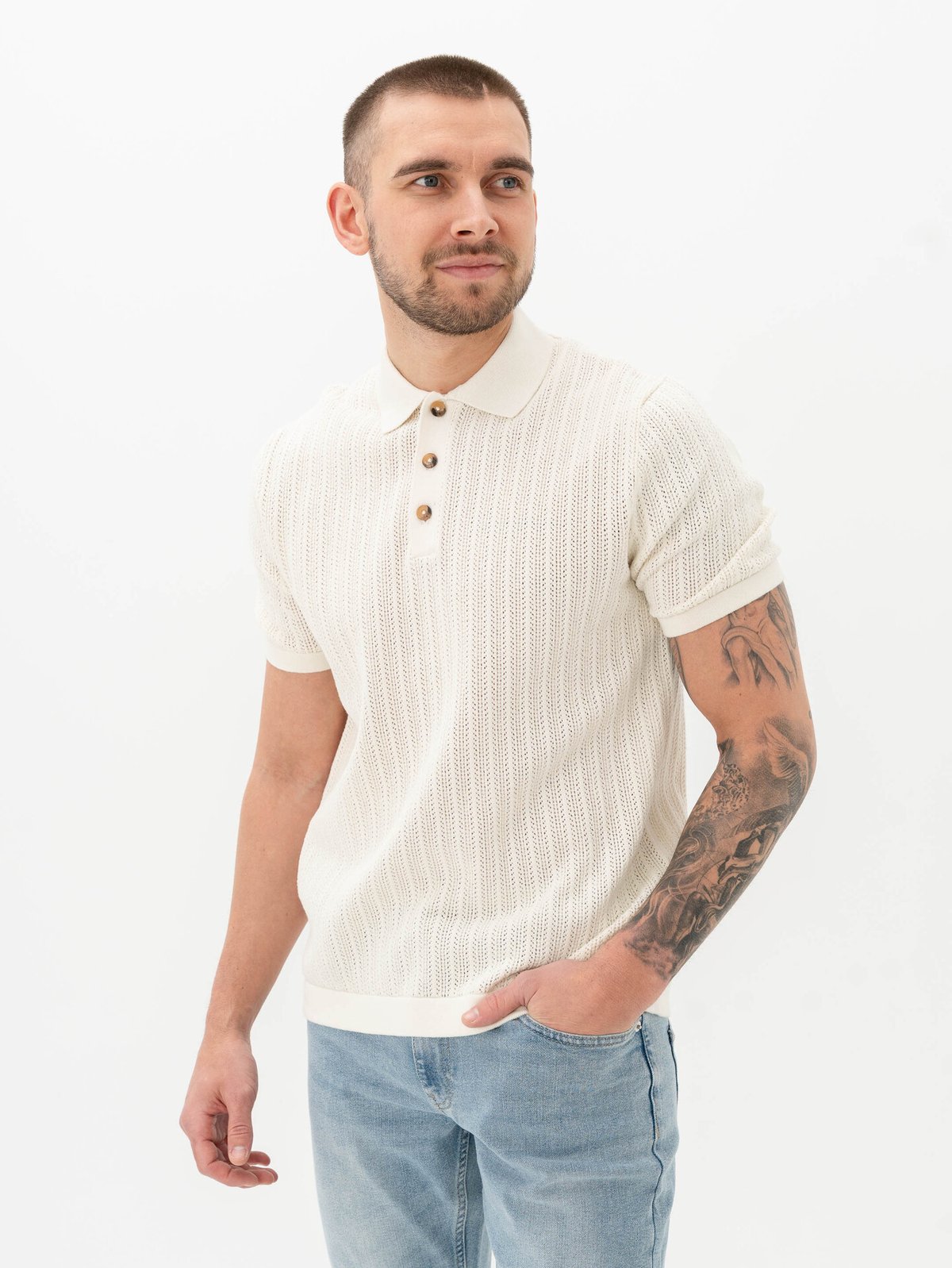 Only & Sons Moon Reg Short Sleeve Polo Knit Egret