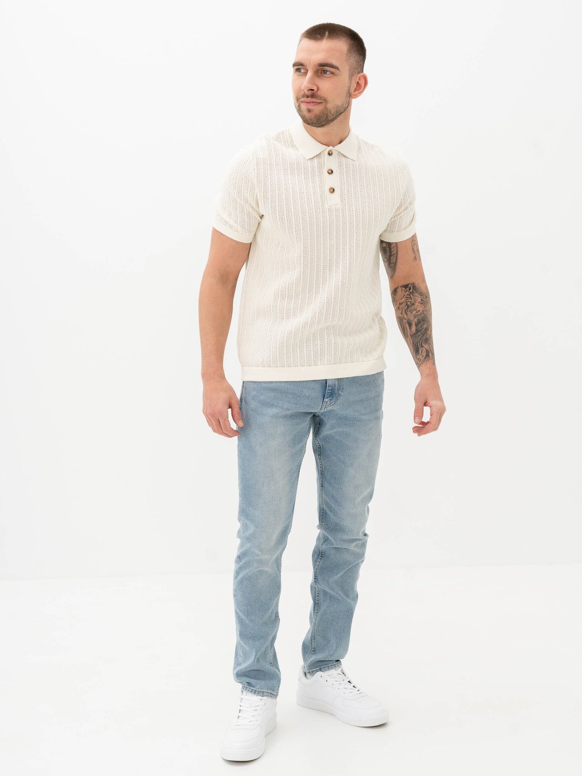Only & Sons Moon Reg Short Sleeve Polo Knit Egret