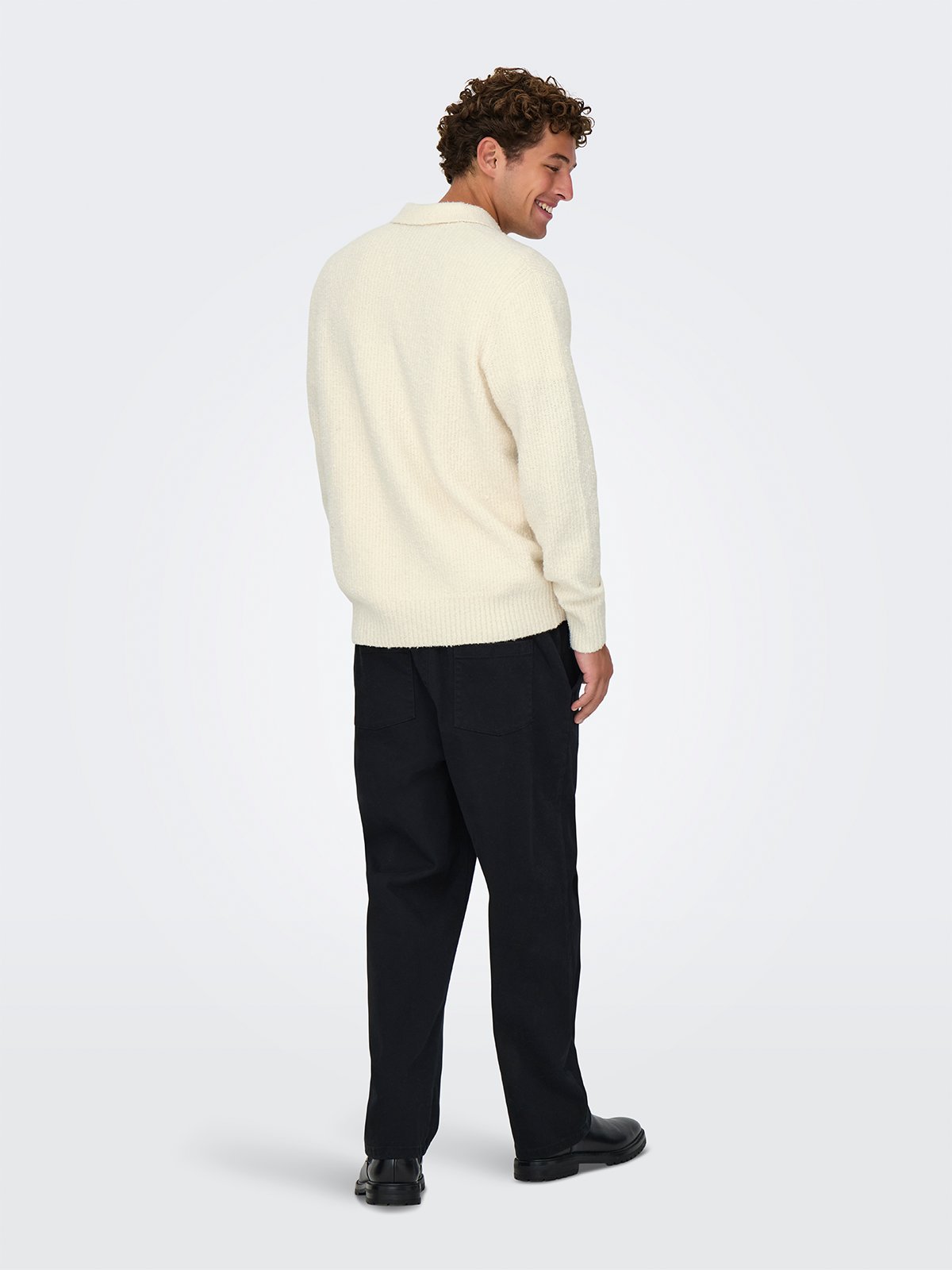 Only & Sons Dale Relax Long Sleeve Polo Knit Gardenia