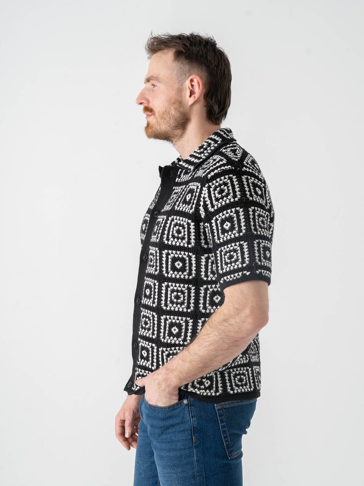 Only & Sons Bart Relax Short Sleeve Shirt Knit Black / Egret