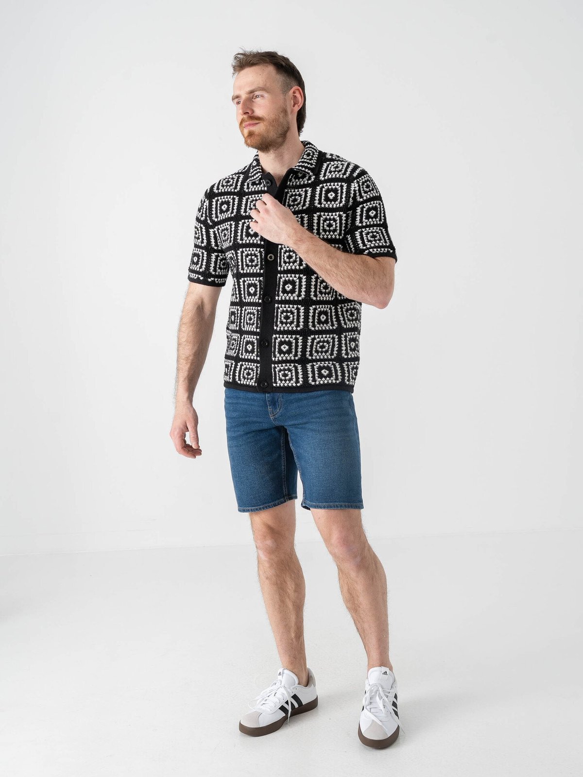 Only & Sons Bart Relax Short Sleeve Shirt Knit Black / Egret
