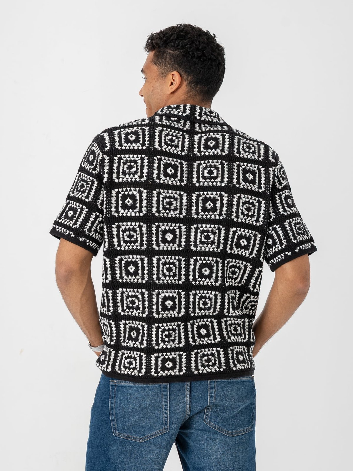 Only & Sons Bart Relax Short Sleeve Shirt Knit Black / Egret