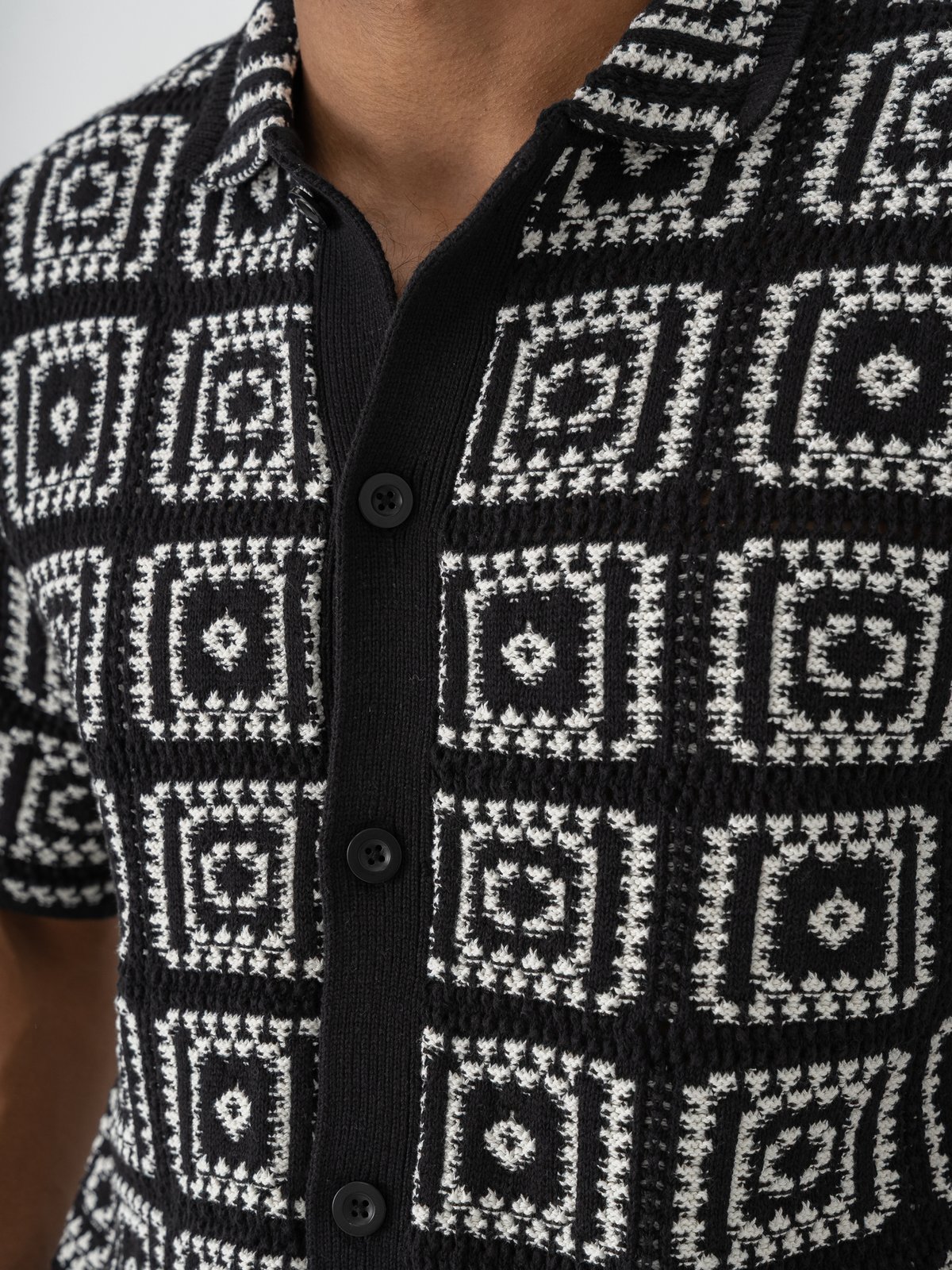 Only & Sons Bart Relax Short Sleeve Shirt Knit Black / Egret