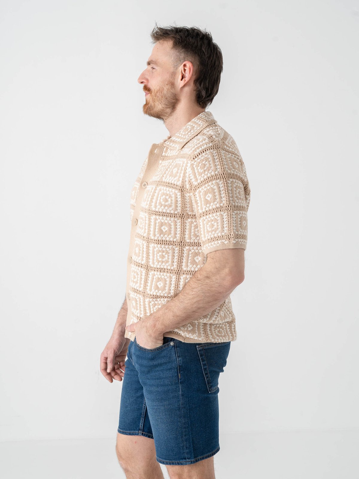 Only & Sons Bart Relax Short Sleeve Shirt Knit Silver Lining / Egret