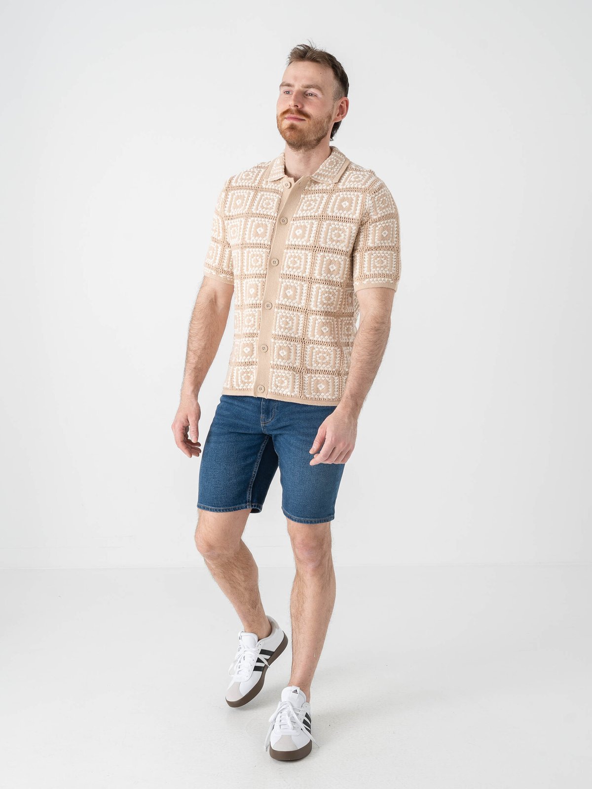 Only & Sons Bart Relax Short Sleeve Shirt Knit Silver Lining / Egret