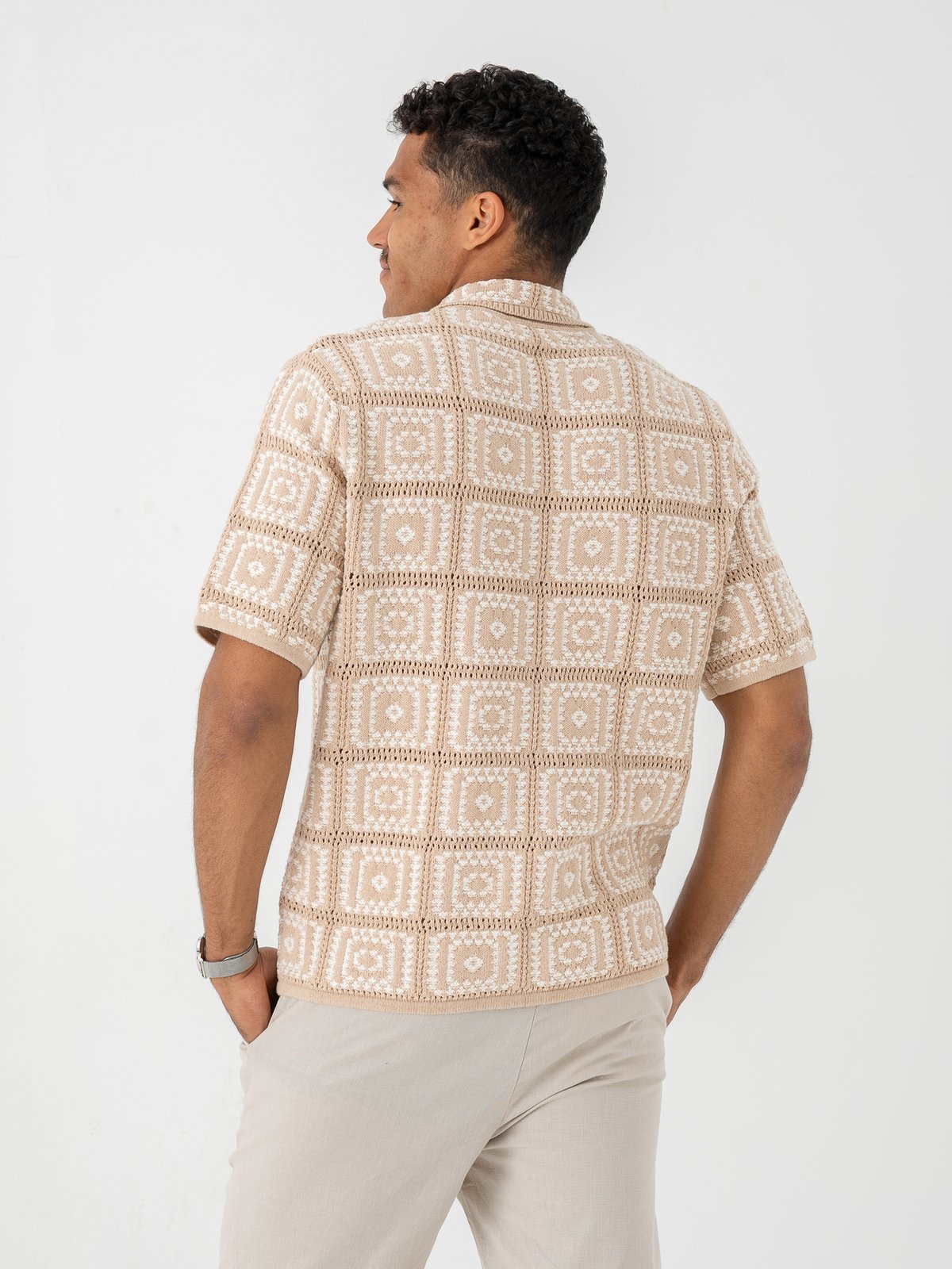 Only & Sons Bart Relax Short Sleeve Shirt Knit Silver Lining / Egret