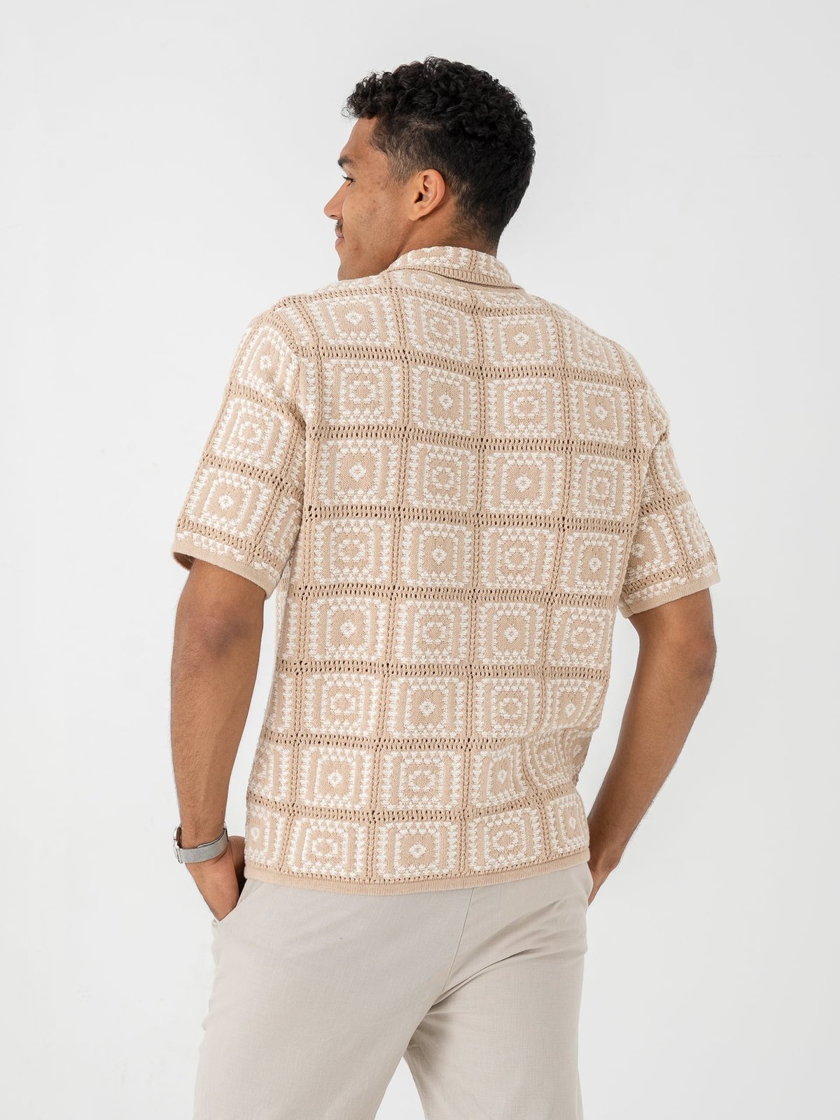 Only & Sons Bart Relax Short Sleeve Shirt Knit Silver Lining / Egret