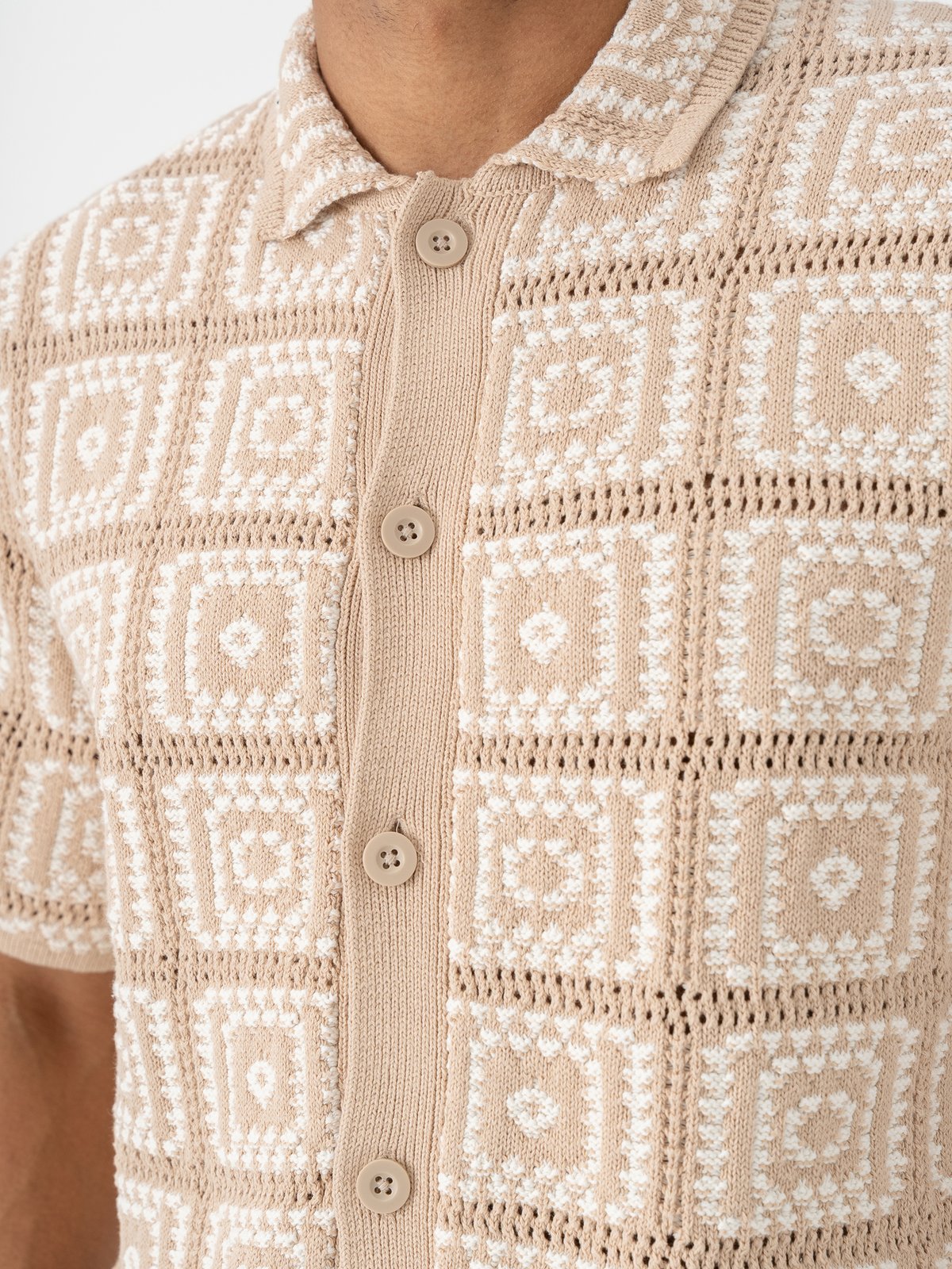 Only & Sons Bart Relax Short Sleeve Shirt Knit Silver Lining / Egret