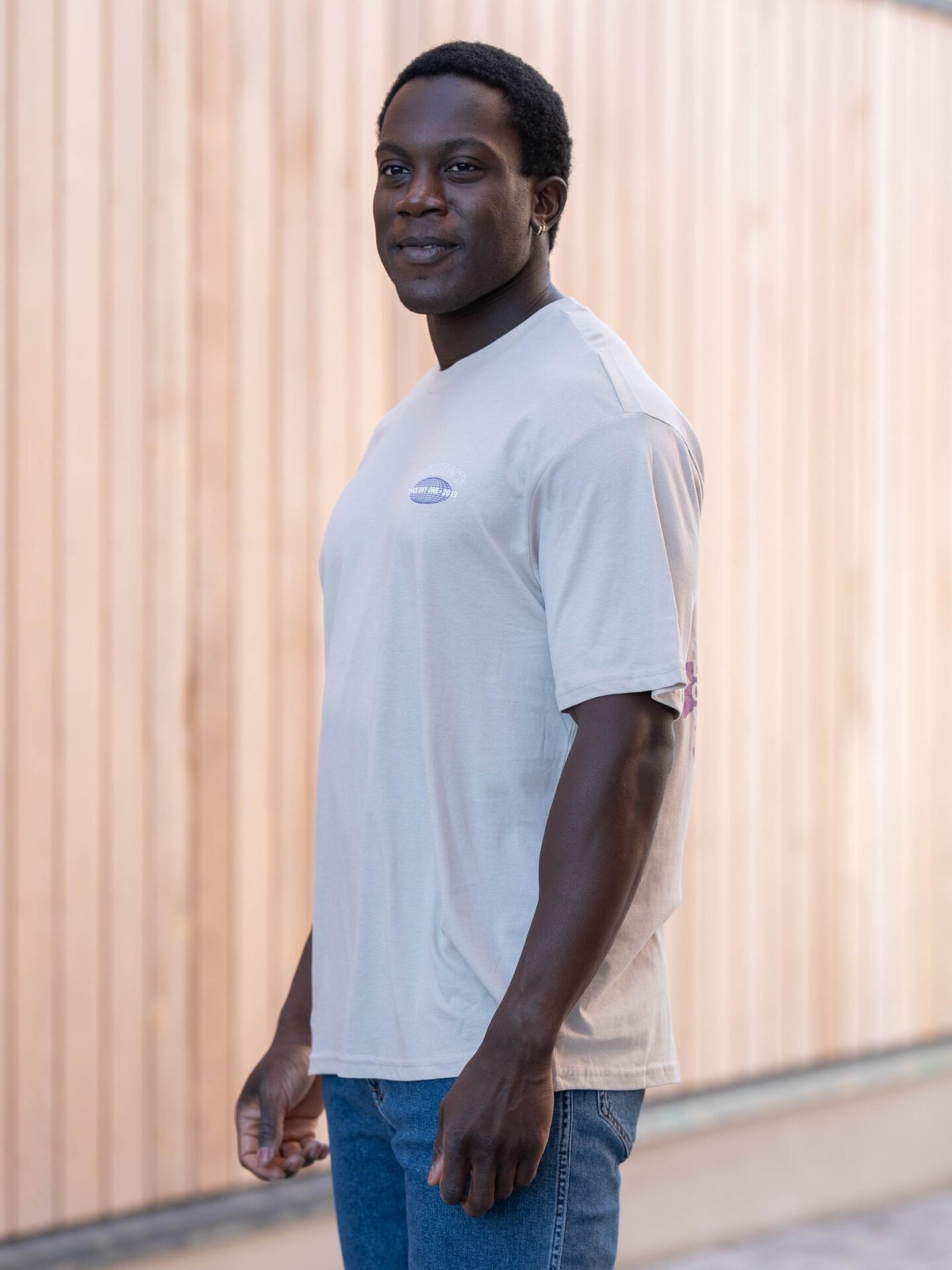 Only & Sons Keane Relaxed Short Sleeve Print Tee Silver Lining Influence