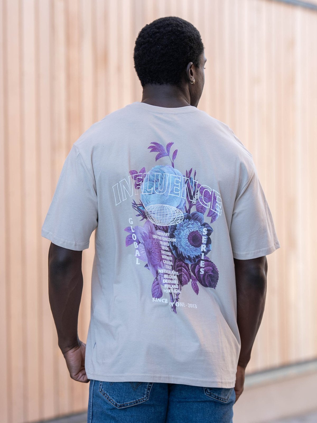 Only & Sons Keane Relaxed Short Sleeve Print Tee Silver Lining Influence