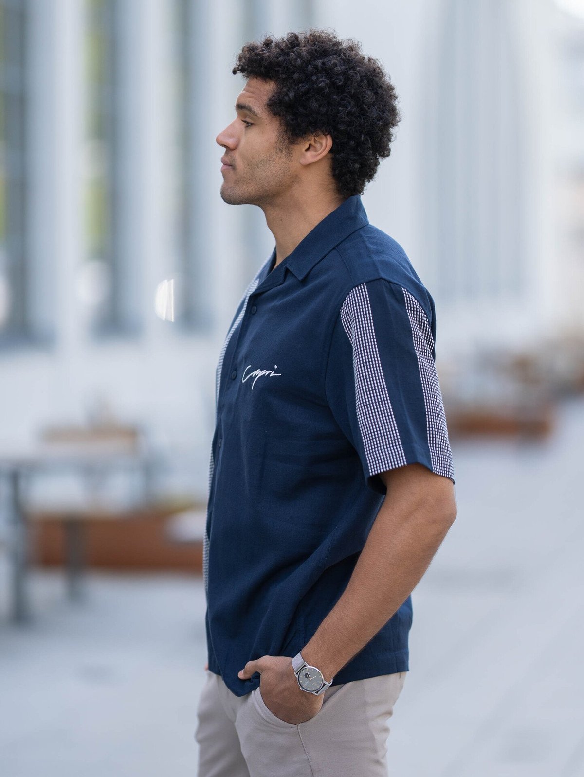 Only & Sons Seio Emb Detailed Short Sleeve Shirt Dark Sapphire