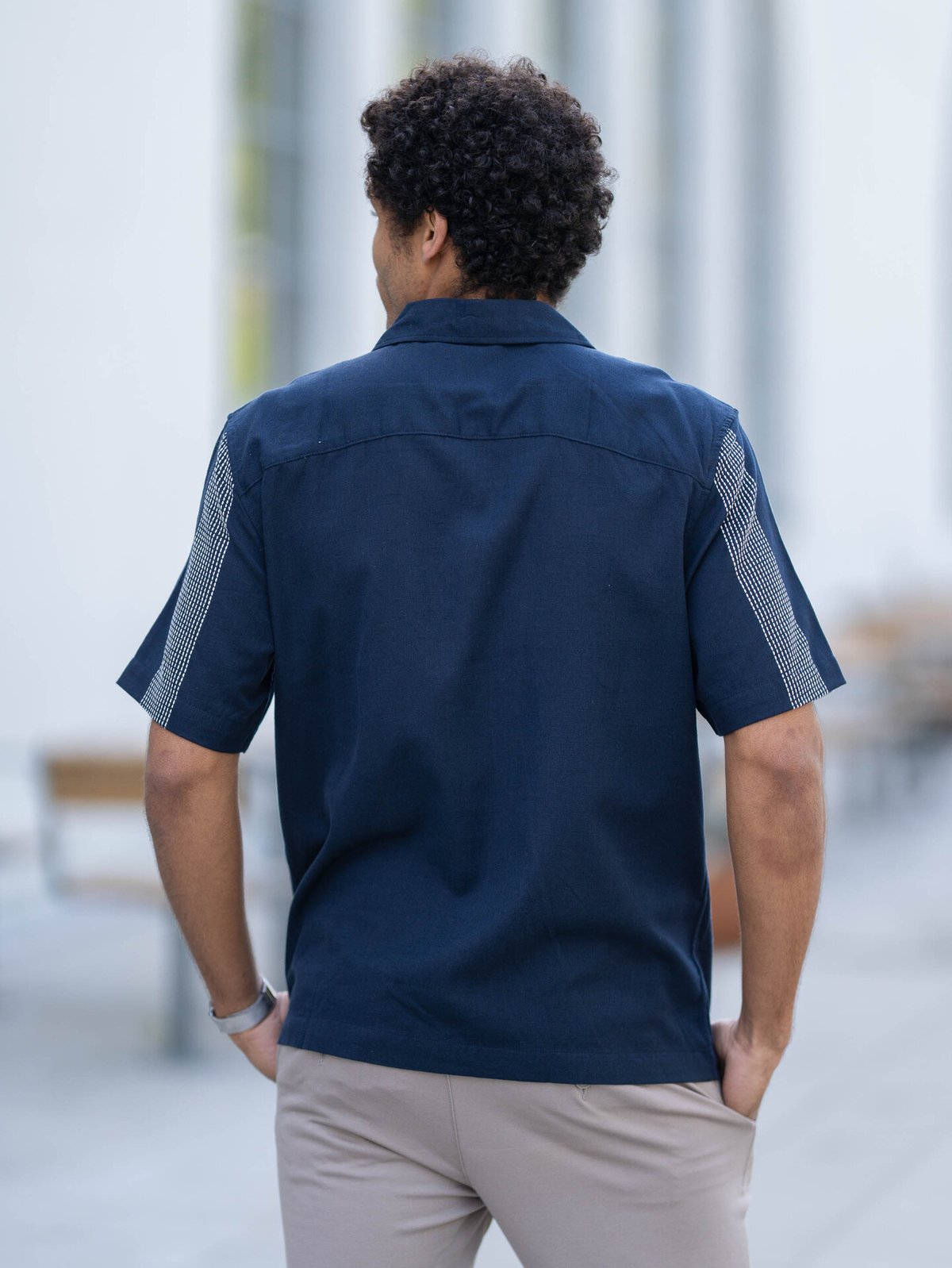 Only & Sons Seio Emb Detailed Short Sleeve Shirt Dark Sapphire