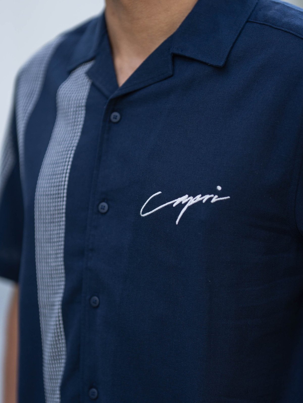 Only & Sons Seio Emb Detailed Short Sleeve Shirt Dark Sapphire