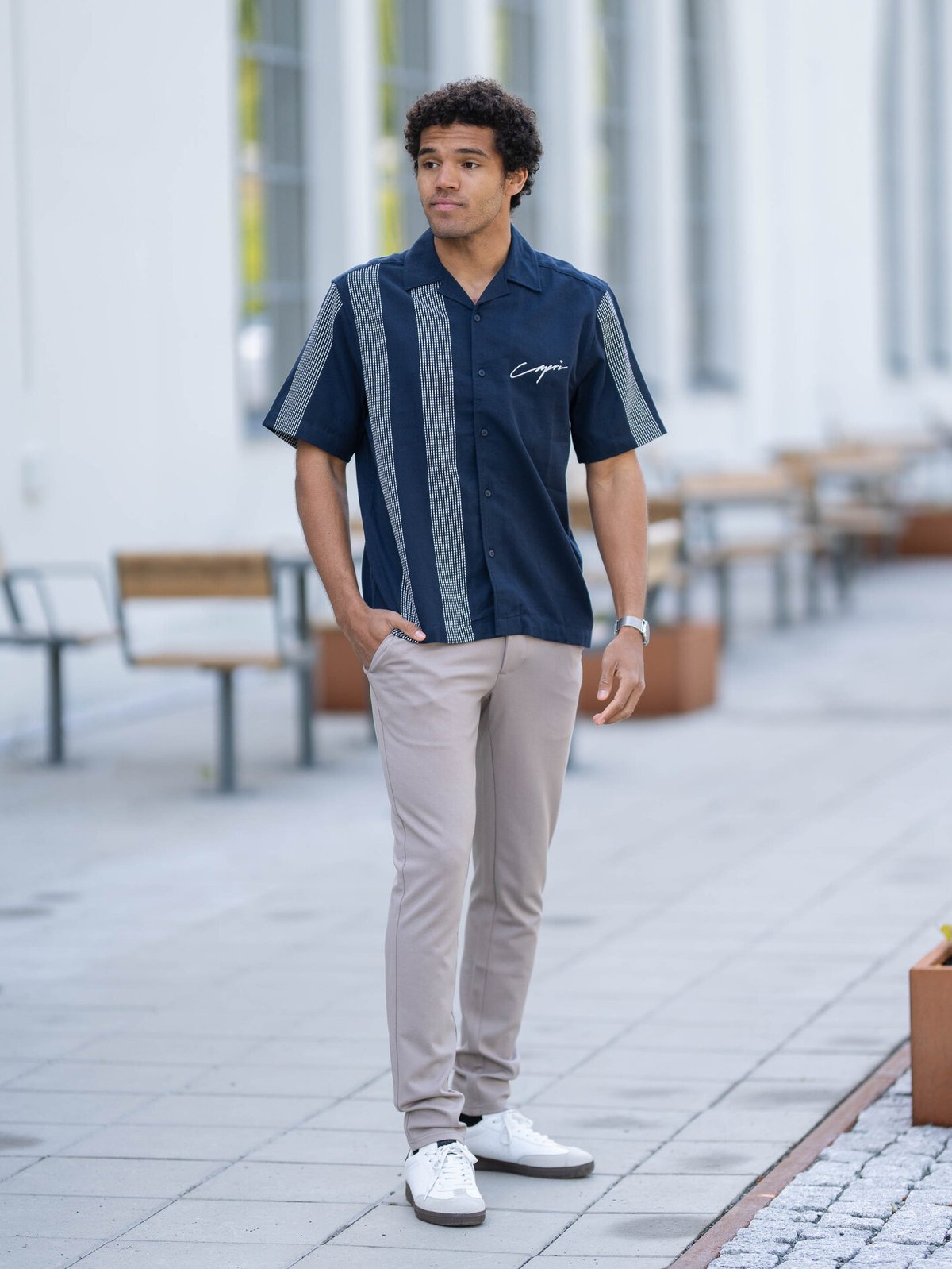 Only & Sons Seio Emb Detailed Short Sleeve Shirt Dark Sapphire