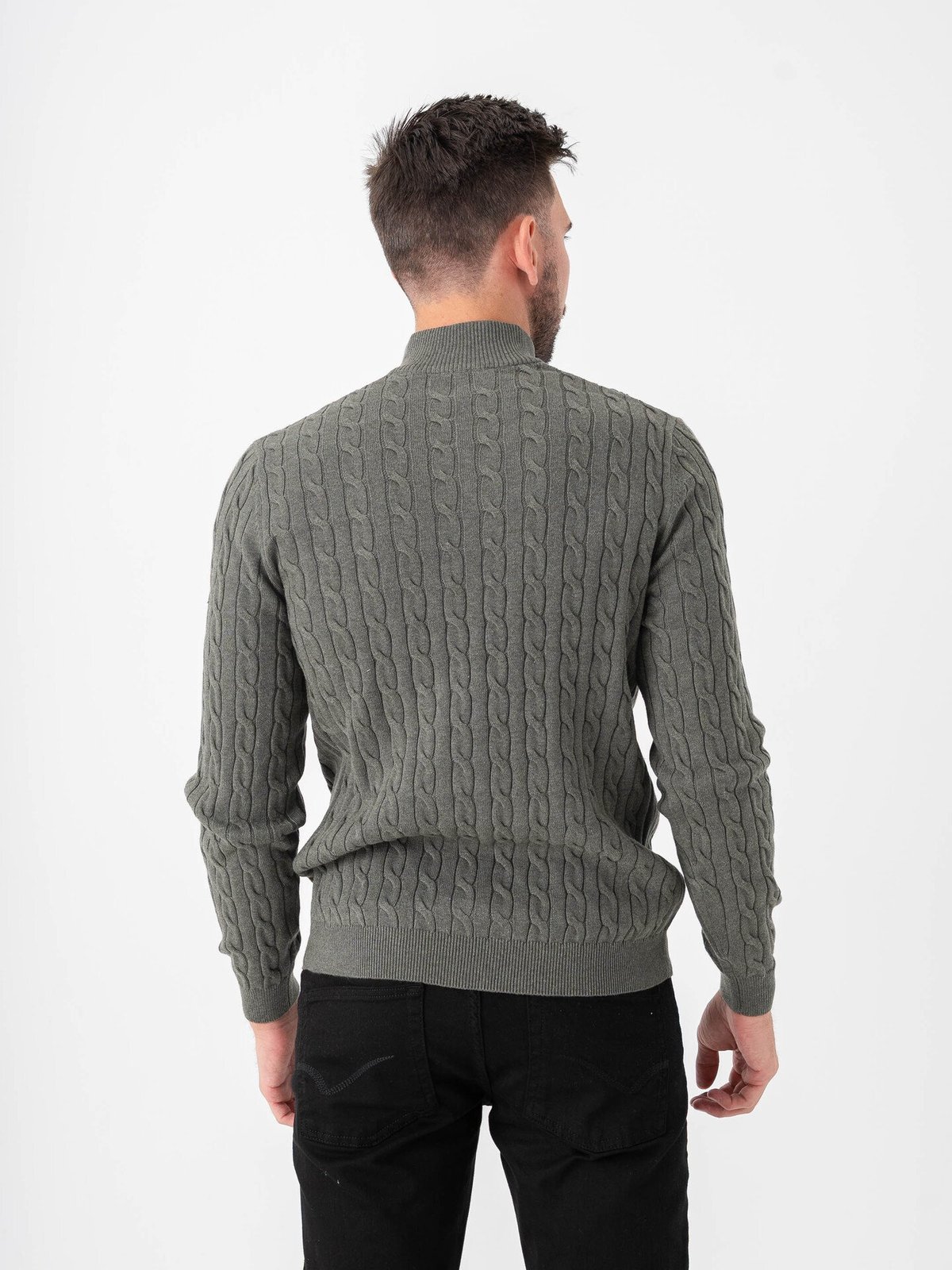 Only & Sons Loui Reg 12 Cabel Half Zip Knit Castor Gray Melange