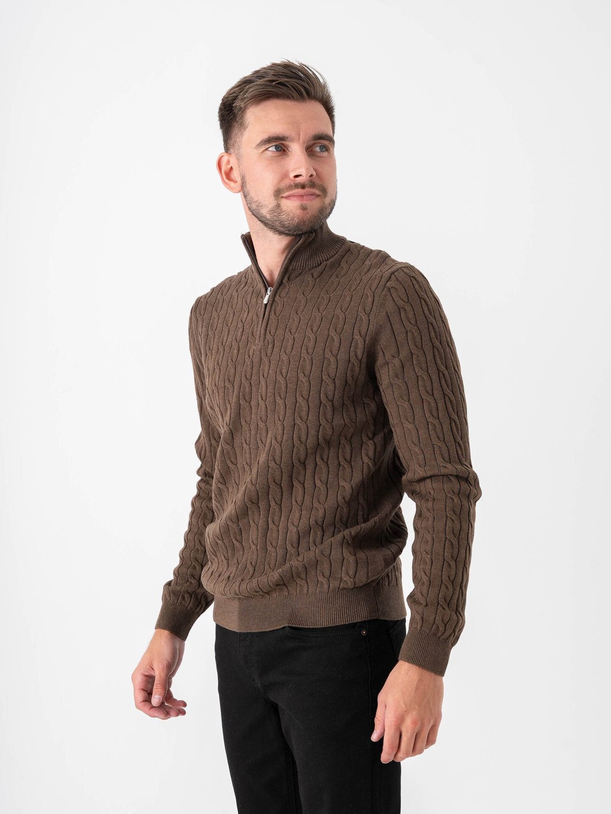 Only & Sons Loui Reg 12 Cabel Half Zip Knit Coffee Bean Melange