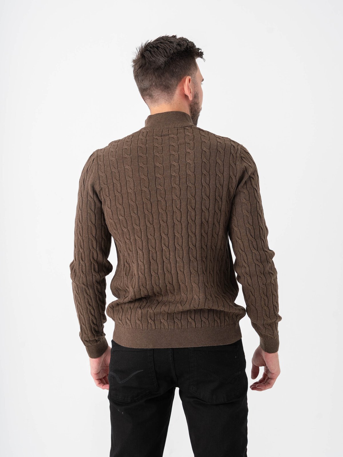Only & Sons Loui Reg 12 Cabel Half Zip Knit Coffee Bean Melange